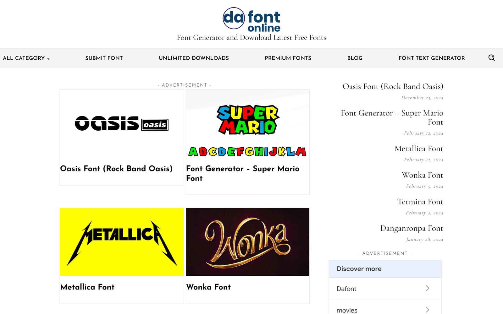 Dafont Online live system screenshot