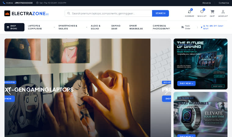 Three Commerce Storefronts live system screenshot