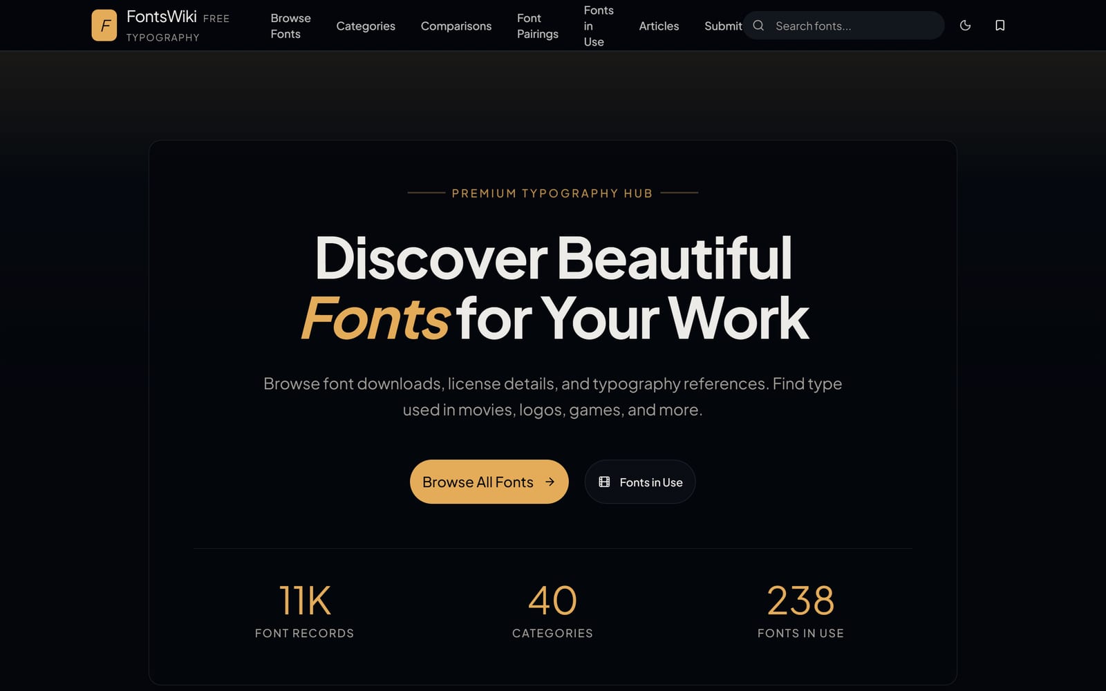 FontsWiki live system screenshot