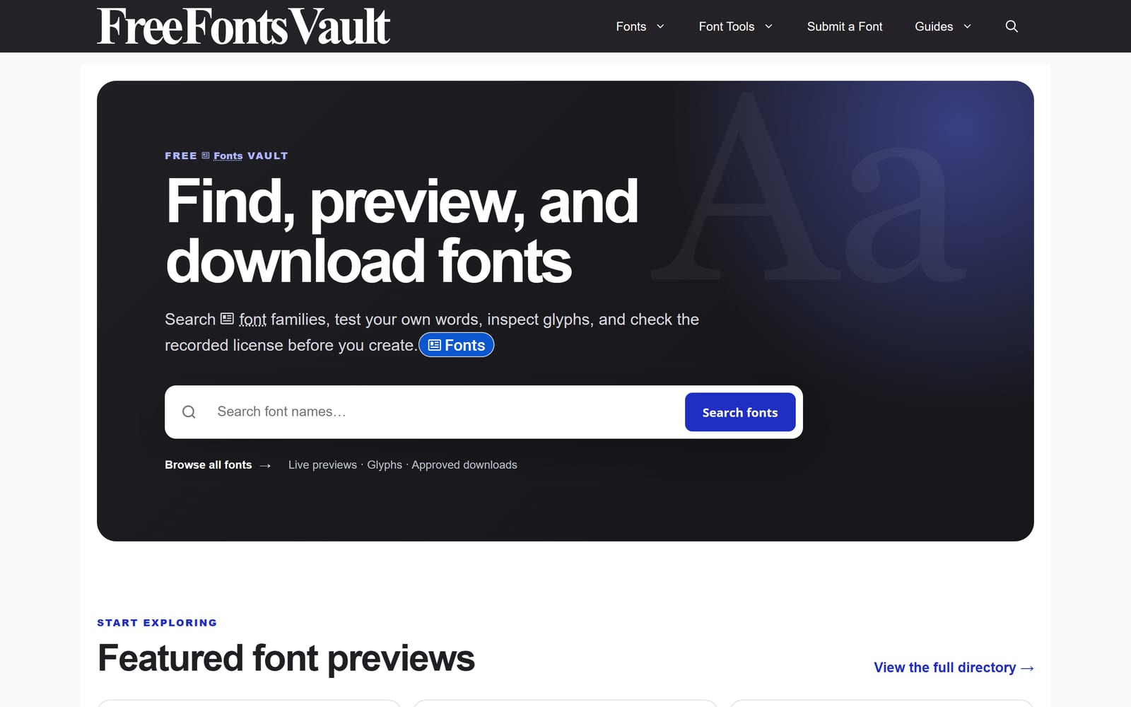 Free Fonts Vault live system screenshot