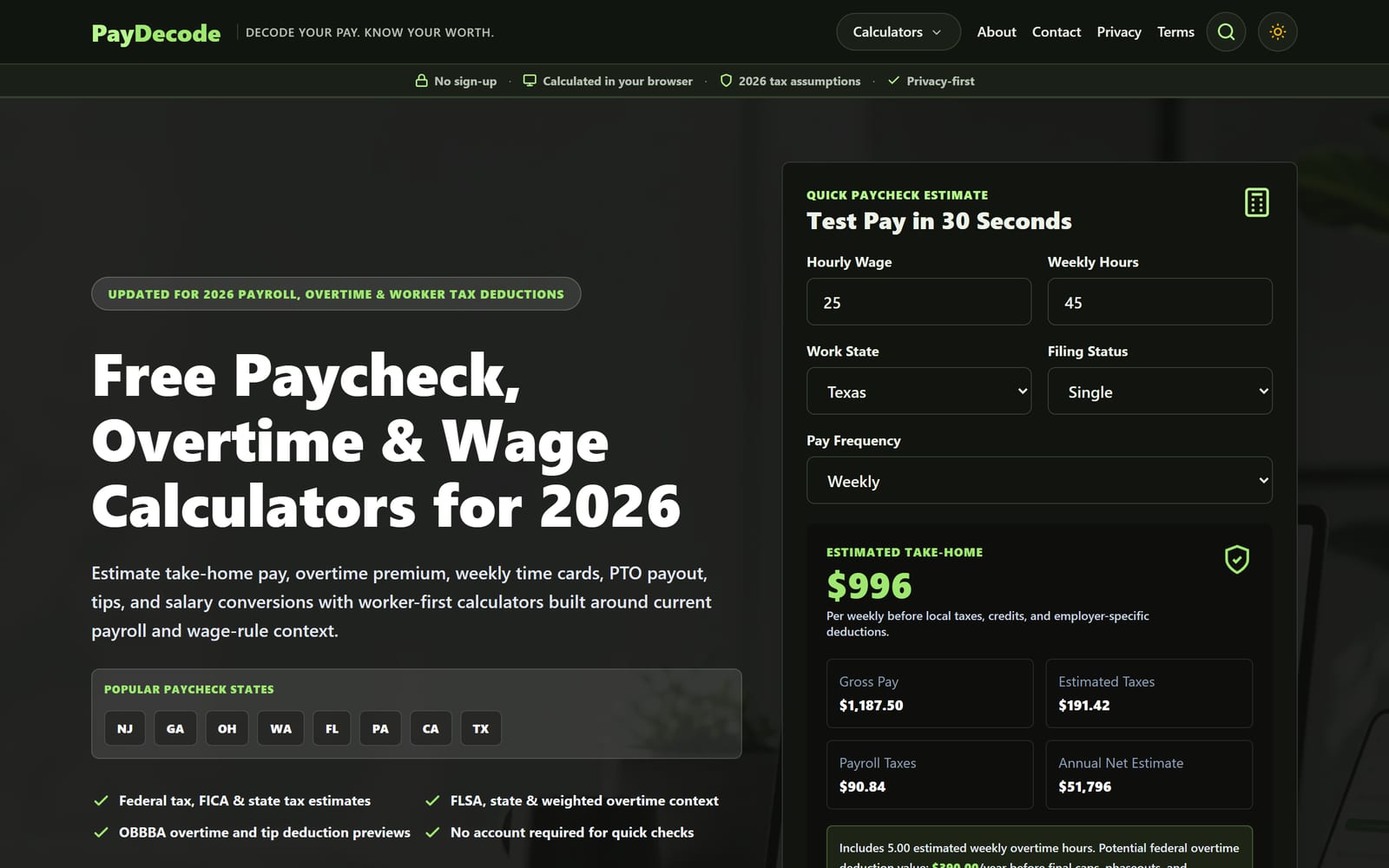 PayDecode live system screenshot
